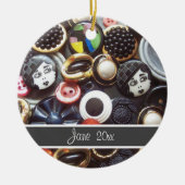Buttonnen Flapper Zwart-wit Keramisch Ornament (Voorkant)