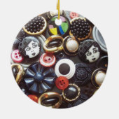 Buttonnen Flapper Zwart-wit Keramisch Ornament (Achterkant)