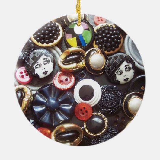 Buttonnen Flapper Zwart-wit Keramisch Ornament (Achterkant)