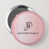 Buttonnen Gepersonaliseerd monogram Sjabloon Roos Ronde Button 4,0 Cm (Voorkant /achterkant)