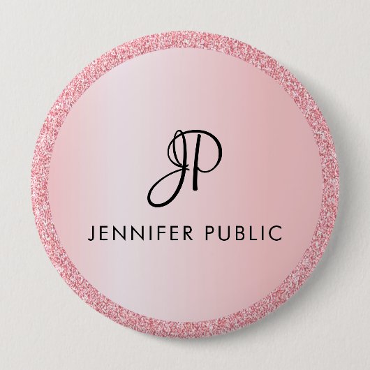 Buttonnen Gepersonaliseerd monogram Sjabloon Roos Ronde Button 4,0 Cm (Voorkant)