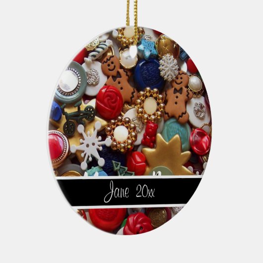 Buttonnen Gingerbread Heren Kerstboom Keramisch Ornament (Rechts)