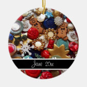 Buttonnen Gingerbread Heren Kerstboom Keramisch Ornament (Voorkant)
