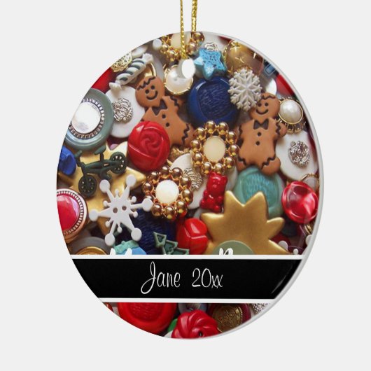 Buttonnen Gingerbread Heren Kerstboom Keramisch Ornament (Links)