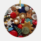Buttonnen Gingerbread Heren Kerstboom Keramisch Ornament (Achterkant)