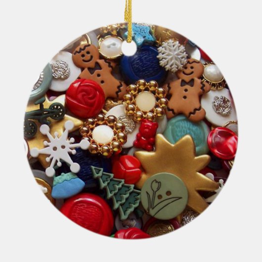 Buttonnen Gingerbread Heren Kerstboom Keramisch Ornament (Achterkant)