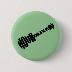 Buttonnen - Houkulele Logo - Groene ronde Button 5,7 Cm
