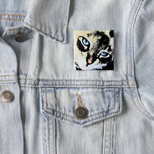 Buttonnen inktkat vierkante button 5,1 cm (In situ)