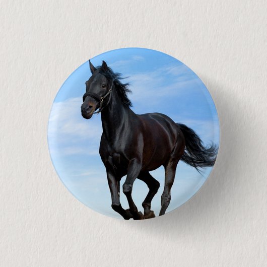 Buttonnen met ronddraaiende paarden ronde button 3,2 cm (Voorkant)