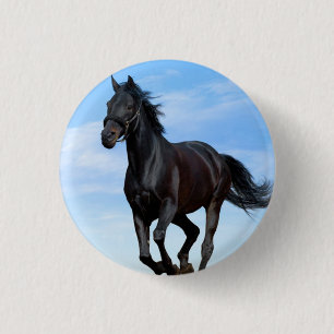 Buttonnen met ronddraaiende paarden ronde button 3,2 cm