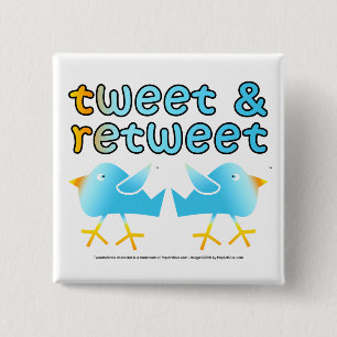 Buttonnen met tweet en tweet vierkante button 5,1 cm