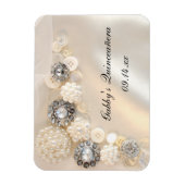 Buttonnen met witte parel en diamant Quinceañera Magneet (Verticaal)