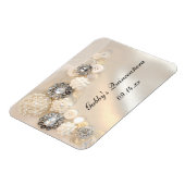 Buttonnen met witte parel en diamant Quinceañera Magneet (Linkerzijde)