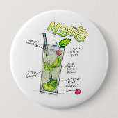 Buttonnen - MOJITO RECIPE COCKTAIL ART Ronde Button 4,0 Cm (Voorkant)