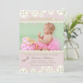 Buttonnen 'n Bows Fotouitnodiging Kaart (Staand voorkant)