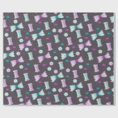 Buttonnen naaien Paars Blauwgroen zeemanspatroon Cadeaupapier (Vlak)