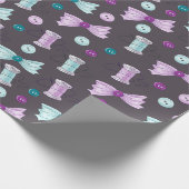 Buttonnen naaien Paars Blauwgroen zeemanspatroon Cadeaupapier (Hoek)