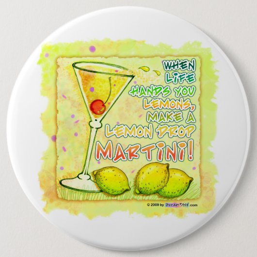 Buttonnen, spelden - Lemon Drop Martini Ronde Button 6,0 Cm (Voorkant)
