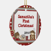 Buttonnen Teddy Bear Speelgoed Gepersonaliseerde n Keramisch Ornament (Rechts)