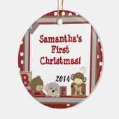 Buttonnen Teddy Bear Speelgoed Gepersonaliseerde n Keramisch Ornament (Links)