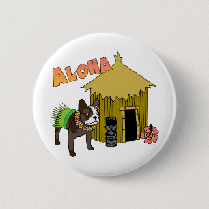 Buttonnen van Bulldog Hawaii Tiki Hula Ronde Button 5,7 Cm