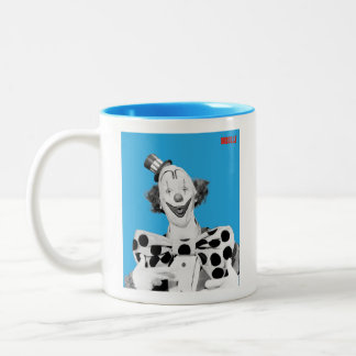 Buttonnen van de clown tweekleurige koffiemok