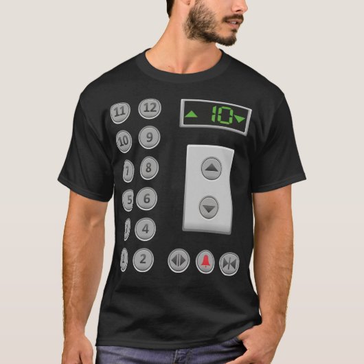 Buttonnen van de lift Funny Elevator T-shirt (Voorkant)