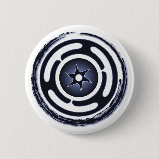 Buttonnen van hak (blauw) ronde button 5,7 cm (Voorkant)