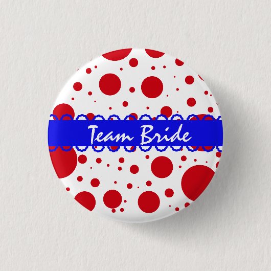 Buttonnen van het Eigen Polka Dots Wedding Team Br Ronde Button 3,2 Cm (Voorkant)
