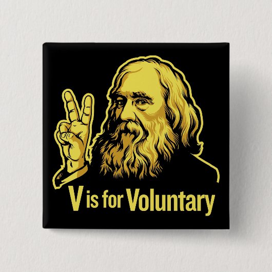 Buttonnen van Lysander Spooner Voluntaryisme Vierkante Button 5,1 Cm (Voorkant)