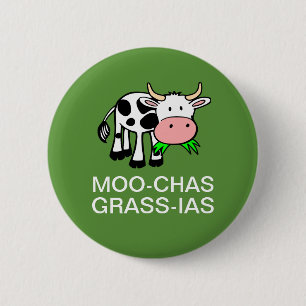 Buttonnen van Moo-chas Grass-ias (Muchas Gracias) Ronde Button 5,7 Cm