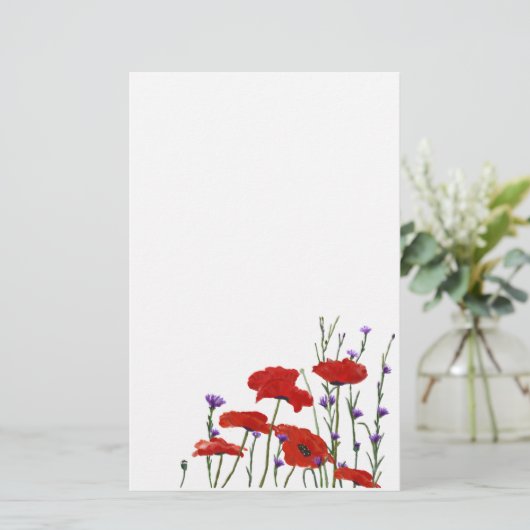 Buttonnen van papavers en bachelor briefpapier (Staand voorkant)