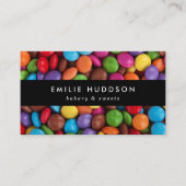 Buttonnen van snoep, zoet, keukenkrabber, banketba visitekaartje (Voorkant)