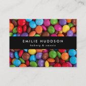 Buttonnen van snoep, zoet, keukenkrabber, banketba visitekaartje (Voorkant)