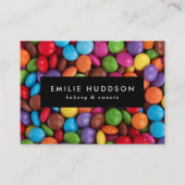 Buttonnen van snoep, zoet, keukenkrabber, banketba visitekaartje (Voorkant)