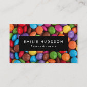 Buttonnen van snoep, zoet, keukenkrabber, banketba visitekaartje (Voorkant)