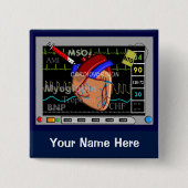 Buttonnen voor hartverpleegkundige monitor vierkante button 5,1 cm (Voorkant)