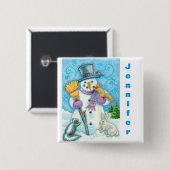Buttonnen voor kerststuring personaliseren vierkante button 5,1 cm (Voorkant /achterkant)