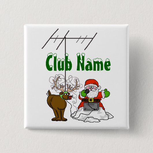 Buttonnen voor Santa & Rudolph Ham Radio Vierkante Button 5,1 Cm (Voorkant)