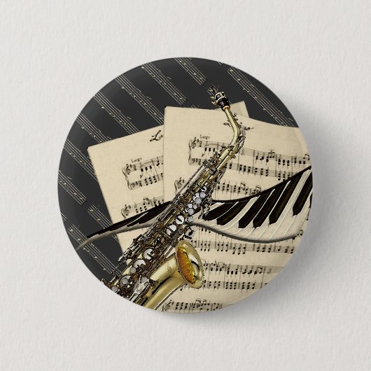 Buttonnen voor saxofone en Piano Music Ronde Button 5,7 Cm (Voorkant)