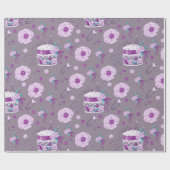 Buttonnen zwaaien Paarse lavendespeldenkussen Cadeaupapier (Vlak)