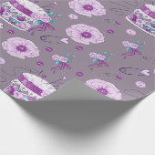 Buttonnen zwaaien Paarse lavendespeldenkussen Cadeaupapier (Hoek)