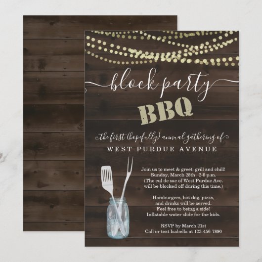 Buurblokpartij BBQ Kaart (Voorkant / Achterkant)