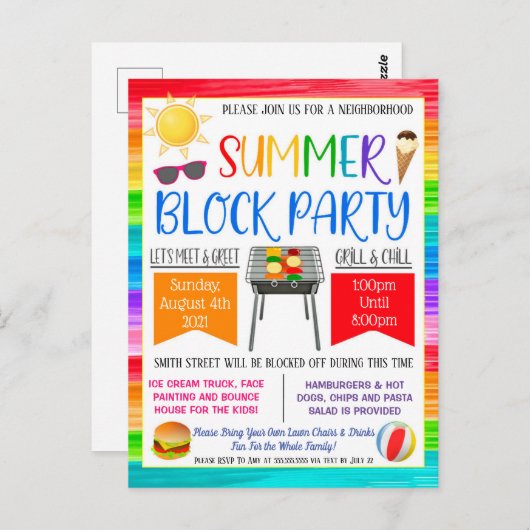 Buurblokpartij Uitnodigen Briefkaart (Voorkant / Achterkant)