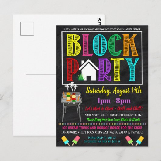 Buurblokpartij Uitnodigen Briefkaart (Voorkant / Achterkant)
