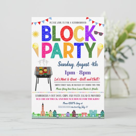 Buurblokpartij Uitnodigen Kaart (Staand voorkant)