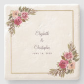 Buurdenbruid en Waterverf van Groom Elegant Stenen Onderzetter (Voorkant)