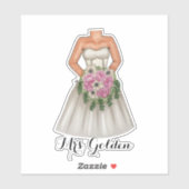 Buurdenbruid met roze Bouquet van Bloemen Sticker (Vel)
