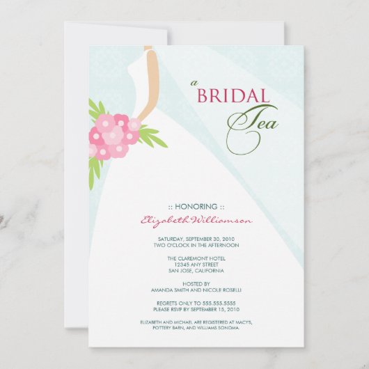 Buurdress Bridal Tea Invitation (blauw) Kaart (Voorkant)