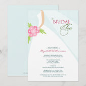 Buurdress Bridal Tea Invitation (blauw) Kaart (Voorkant / Achterkant)